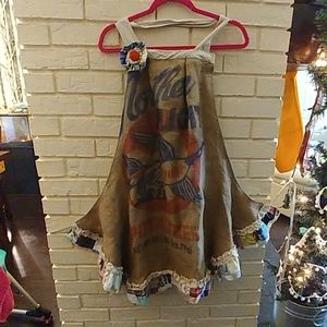 Hand made potato sack apron